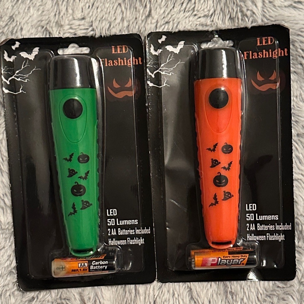 Infinity‎ X1 LED Halloween Flashlight Set 2 Pack Green Orange 50 Lumens New